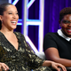 Robin Thede (left) with A Black Lady Sketch Show director Dime Davis